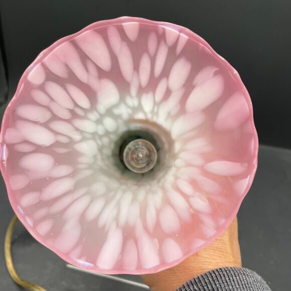 Andrea by Sadek Pink Frosted Trumpet Accent Lamp Brass Base Works - Picture 9 of 12